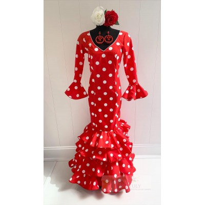 VESTIDO FLAMENCA LUNARES BLANCOS