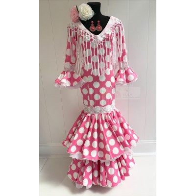 VESTIDO FLAMENCA LUNARES BLANCOS