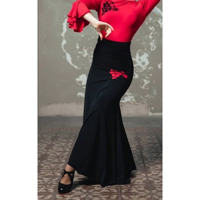 FALDA FLAMENCO VOLUTA CON CINTURILLA FAJÍN